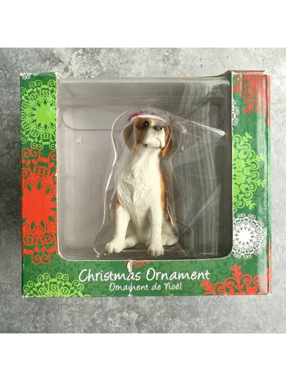 Sandicast Beagle Dog Christmas Ornament Santa Hat NEW